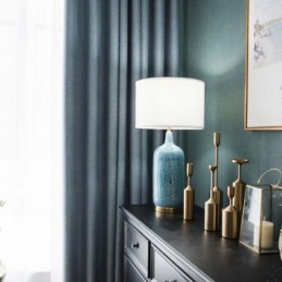 Yksivärinen Sininen Pimennysverho Mittatilaustyönä Tehty Verho Moderni Yksinkertainen Olohuoneen Makuuhuoneen Kangas