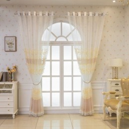 Nordic Sheet Curtain Mittatilaustyönä Tehty Verho Köynnöskirjonta Olohuone Makuuhuone