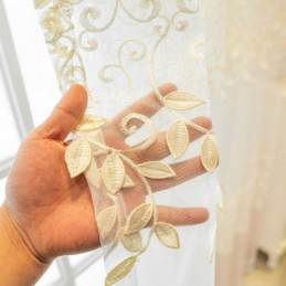 Nordic Sheet Curtain Mittatilaustyönä Tehty Verho Köynnöskirjonta Olohuone Makuuhuone