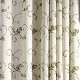 Japanilaistyylinen Mittatilaustyönä Tehty Verho Minimalistinen Vihreällä Lehdellä Kirjailtu Olohuone Makuuhuone