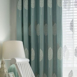 Mittatilaustyönä Tehty Pohjoismainen Verho Puuvilla-Pellava Minimalistinen Lehtikirjonta