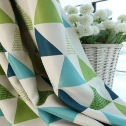 Nordic Geometric -Verho Mittatilaustyönä Tehty Vihreä Kolmio -Verho Olohuoneen Makuuhuoneen Kankaalle