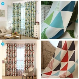 Nordic Geometric -Verho Mittatilaustyönä Tehty Vihreä Kolmio -Verho Olohuoneen Makuuhuoneen Kankaalle