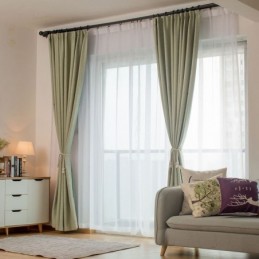 Yksivärinen Vihreä Pimennysverho Mittatilaustyönä Tehty Verho Moderni Yksinkertainen Olohuoneen Makuuhuoneen Kangas