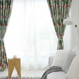 Flamingo-Pimennysverho Mittatilaustyönä Tehty Verho Eläinteemainen Viidakkoverho