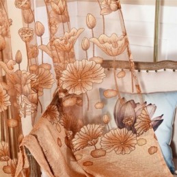 Moderni Minimalistinen Voile-Verho Mittatilaustyönä Ruskea Jacquard-Kuvioinen Olohuoneen Ikkunanpeitto