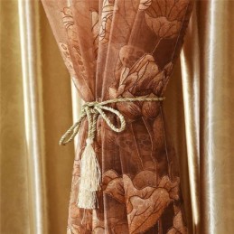 Moderni Minimalistinen Voile-Verho Mittatilaustyönä Ruskea Jacquard-Kuvioinen Olohuoneen Ikkunanpeitto