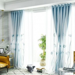 Mittatilaustyönä Tehty Amerikkalaistyylinen Verho, Lootuslehden Kirjonta, Pimennysverho