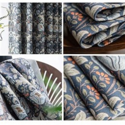 Amerikkalaiset Puuvilla- Ja Pellavaverhot Kukkakuviolla