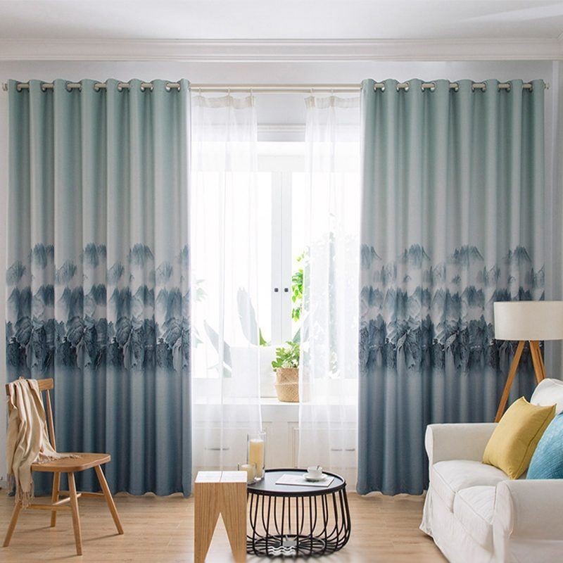 Korkean Tarkkuuden Verhot Moderni Yksinkertainen Muste Maisemapainatus