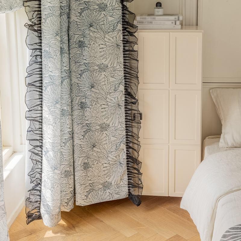 Puuvilla- Ja Pellavaverhot Amerikkalaisilla Kasveilla Painettuina