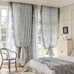 Puuvilla- Ja Pellavaverhot Amerikkalaisilla Kasveilla Painettuina