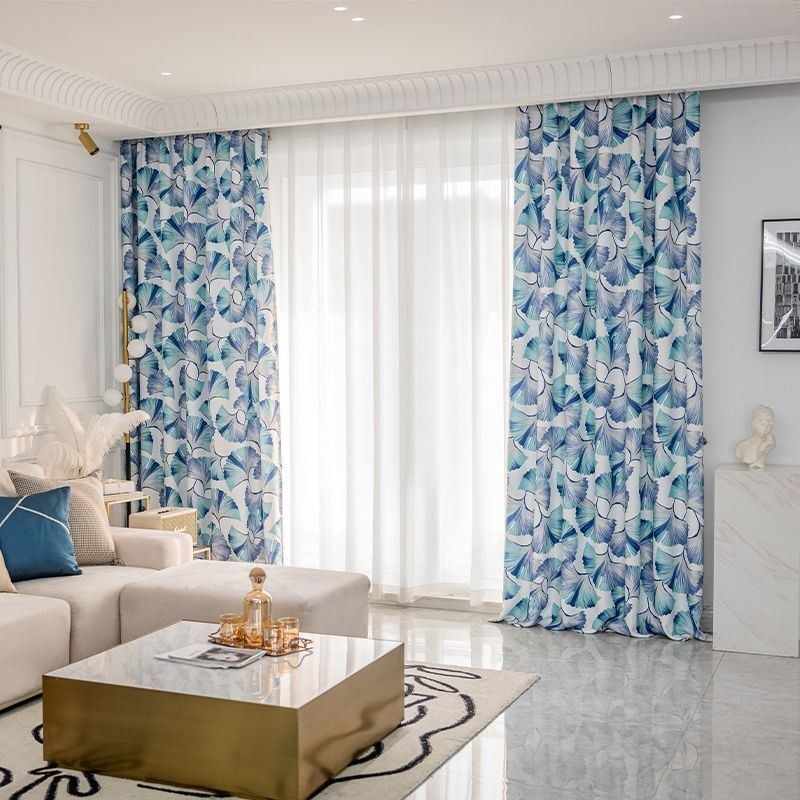 Mittatilaustyönä Tehty Verho Pohjoismaiseen Tyyliin Lehtikuvioitu Verho