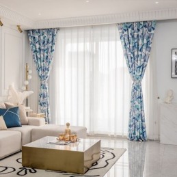 Mittatilaustyönä Tehty Verho Pohjoismaiseen Tyyliin Lehtikuvioitu Verho