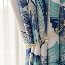 Mittatilaustyönä Tehty Verho Pohjoismaiseen Tyyliin Lehtikuvioitu Verho