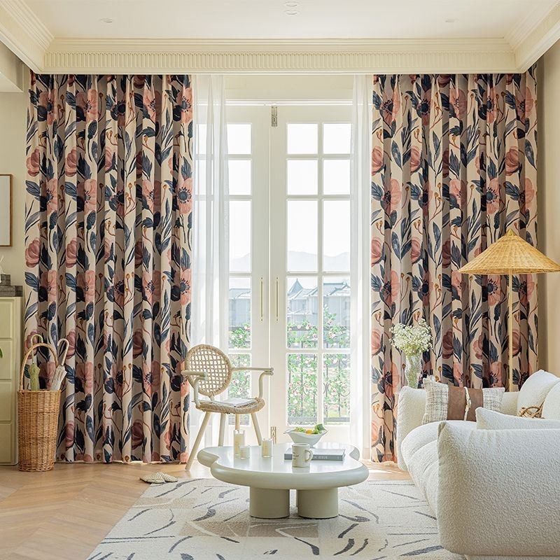 Mittatilaustyönä Tehty Puuvillaverho, Kasvikuvioitu, Amerikkalaistyylinen Pimentävä Verho