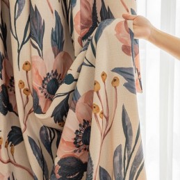 Mittatilaustyönä Tehty Puuvillaverho, Kasvikuvioitu, Amerikkalaistyylinen Pimentävä Verho