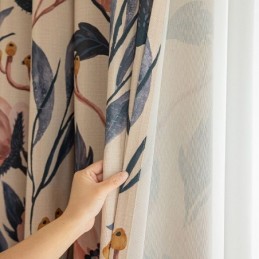 Mittatilaustyönä Tehty Puuvillaverho, Kasvikuvioitu, Amerikkalaistyylinen Pimentävä Verho