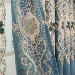 Puolipimennysverhot Eurooppalaistyylisillä Kukkakirjonta-Chenillellä Olohuoneeseen Ja Makuuhuoneeseen