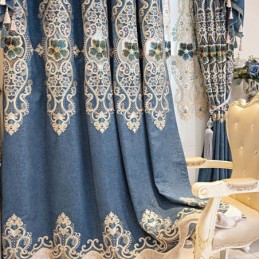 Puolipimennysverhot Eurooppalaistyylisillä Kukkakirjonta-Chenillellä Olohuoneeseen Ja Makuuhuoneeseen