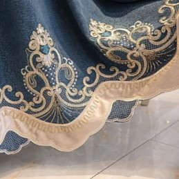 Puolipimennysverhot Eurooppalaistyylisillä Kukkakirjonta-Chenillellä Olohuoneeseen Ja Makuuhuoneeseen