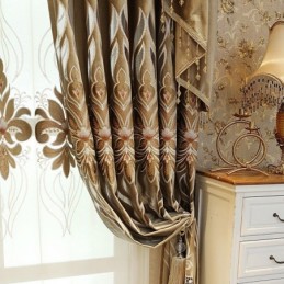 Chenille-Kirjontaverho, Mittatilaustyönä Tehty, Puolipimennysverho, Eurooppalainen Kukka, Olohuone, Makuuhuone