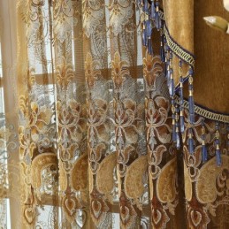 Puolipimennysverho Mittatilaustyönä Tehty Verho Eurooppalaistyylinen Kukkakirjonta, Jäljitelmä Kashmirista Olohuoneeseen