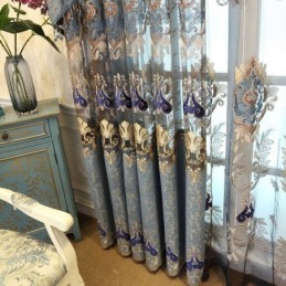 Chenille-Puolipimennysverho Mittatilaustyönä Tehty Verho Eurooppalainen Kukkakirjonta Olohuone Makuuhuone