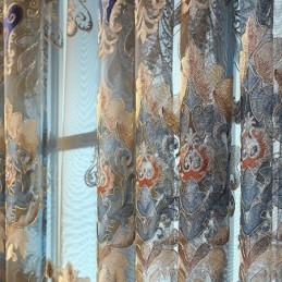 Chenille-Puolipimennysverho Mittatilaustyönä Tehty Verho Eurooppalainen Kukkakirjonta Olohuone Makuuhuone