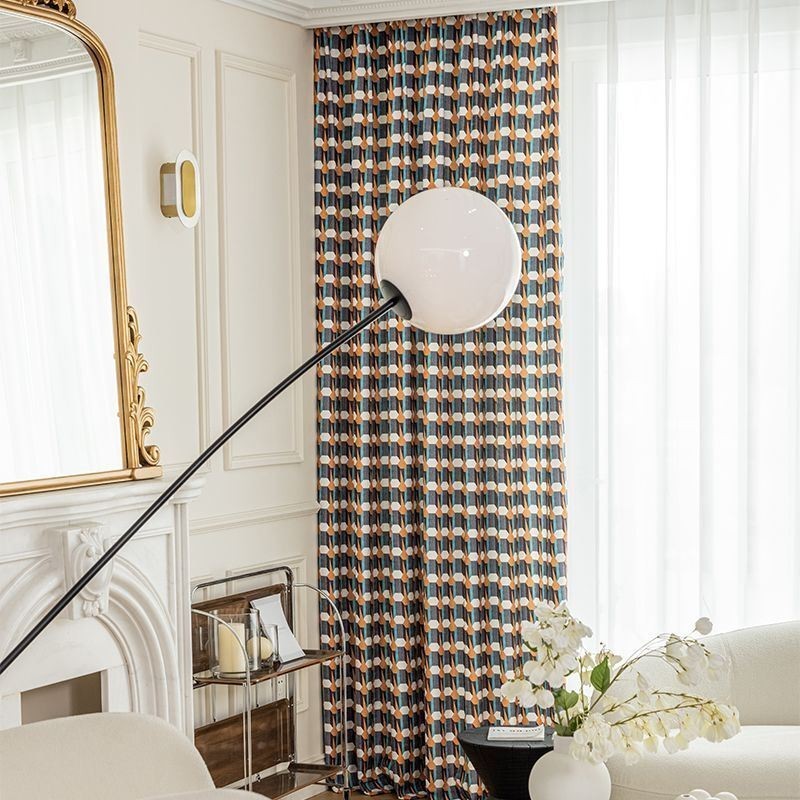 Chenille-Verho Mittatilaustyönä Tehty Verho, Pohjoismainen Tyyli, Geometrinen Kuvio, Pimentävä