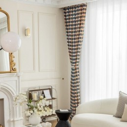 Chenille-Verho Mittatilaustyönä Tehty Verho, Pohjoismainen Tyyli, Geometrinen Kuvio, Pimentävä