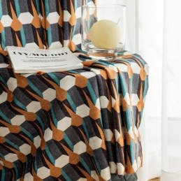 Chenille-Verho Mittatilaustyönä Tehty Verho, Pohjoismainen Tyyli, Geometrinen Kuvio, Pimentävä