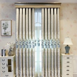 Eurooppalainen Šenilleverho Mittatilaustyönä Tehty Verho Kukkakirjonta Olohuoneeseen Makuuhuoneeseen