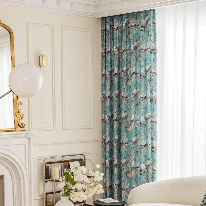 Chenille-Pimennysverhot Eurooppalaistyylisillä Kasvikuvioinnilla