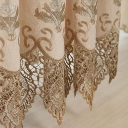 Chenille-Puolipimennysverho, Mittatilaustyönä Tehty, Eurooppalaistyylinen Kukkakirjonta Olohuoneeseen, Makuuhuoneeseen