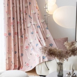 Mittatilaustyönä Tehty Puuvillaverho Kukkakuvioinen Pohjoismainen Tyyli