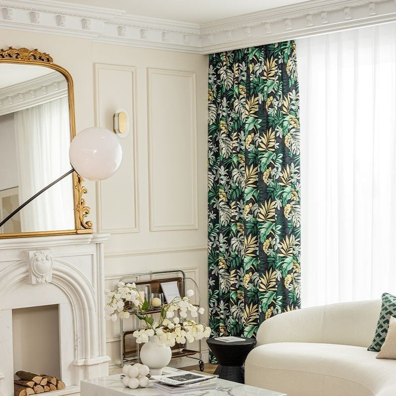 Chenille-Pimennysverhot Eurooppalaistyylisillä Kasvikuvioinnilla