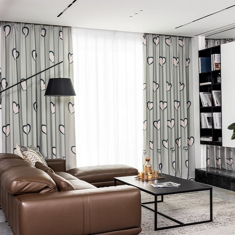 Puuvillaverho Mittatilaustyönä Tehty Verho Sydämenmuotoinen Kuviollinen Pohjoismainen