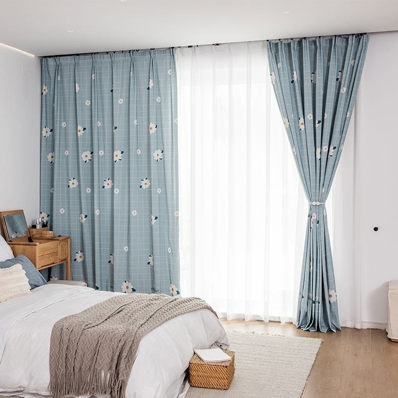 Mittatilaustyönä Tehty Puuvillaverho Kukkakuvioinen Pohjoismainen Tyyli