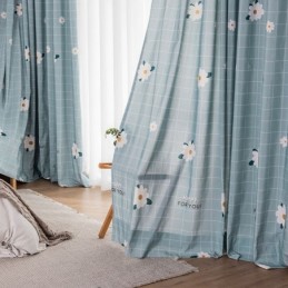 Mittatilaustyönä Tehty Puuvillaverho Kukkakuvioinen Pohjoismainen Tyyli