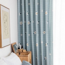 Mittatilaustyönä Tehty Puuvillaverho Kukkakuvioinen Pohjoismainen Tyyli