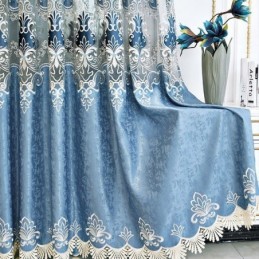 Puolipimennysverho Mittatilaustyönä Tehty Verho Eurooppalainen Kukkakirjonta Olohuoneeseen Ja Makuuhuoneeseen