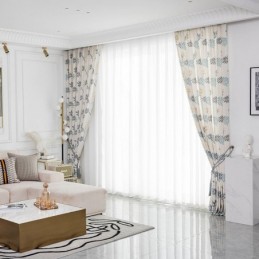 Mittatilaustyönä Tehty Puuvillaverho, Pohjoismaiseen Tyyliin Lehtikuvioitu