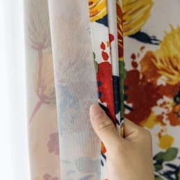 Mittatilaustyönä Tehty Puuvillaverho, Kasvikuvioitu, Pohjoismainen Tyyli