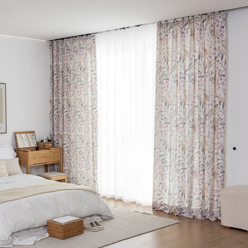 Mittatilaustyönä Tehty Pohjoismainen Verho Puuvillakasvikuvioinen Verho