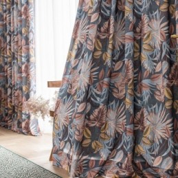 Mittatilaustyönä Tehty Puuvillaverho, Lehtikuvioitu Amerikkalaistyylinen