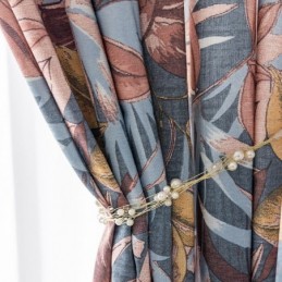 Mittatilaustyönä Tehty Puuvillaverho, Lehtikuvioitu Amerikkalaistyylinen