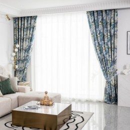 Mittatilaustyönä Tehty Puuvillaverho, Lehtikuvioitu Amerikkalaistyylinen