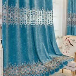 Pimennysverho Mittatilaustyönä Tehty Verho Geometrinen Kirjonta Pohjoismaiseen Tyyliin Olohuoneeseen Makuuhuoneeseen