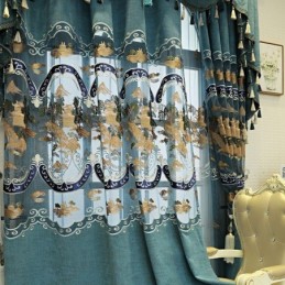 Chenille-Puolipimennysverhot Kiinalaistyylisillä Vuorikirjonnalla, Olohuone, Makuuhuone